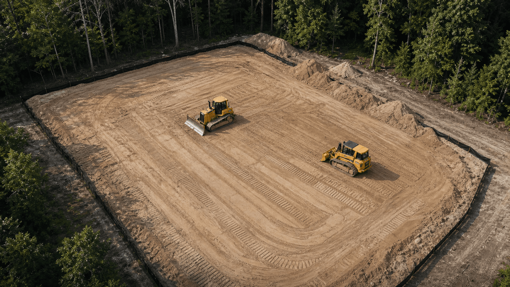 Land clearing equipment working on a wooded property
